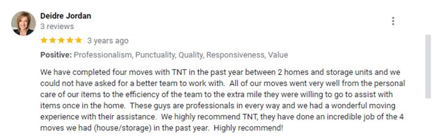 T-N-T Moving Systems Reviews - Deidre Jordan